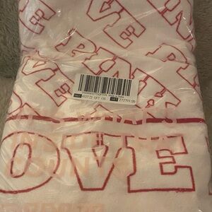 PINK Victoria's Secret White and Pink Logo Beach Towel